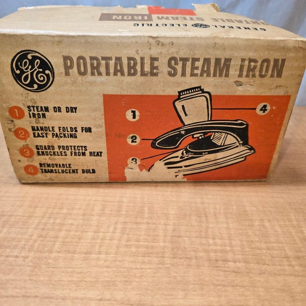 Vintage‎ GE Portable Steam Iron Manual Iron Warranty with box TESTED WORKS!